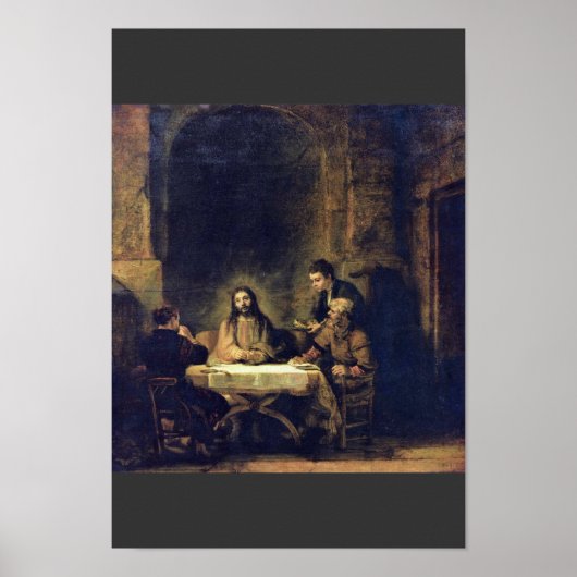 Christus bij Emmaus door Rembrandt Harmensz. Van R Poster (Voorkant)