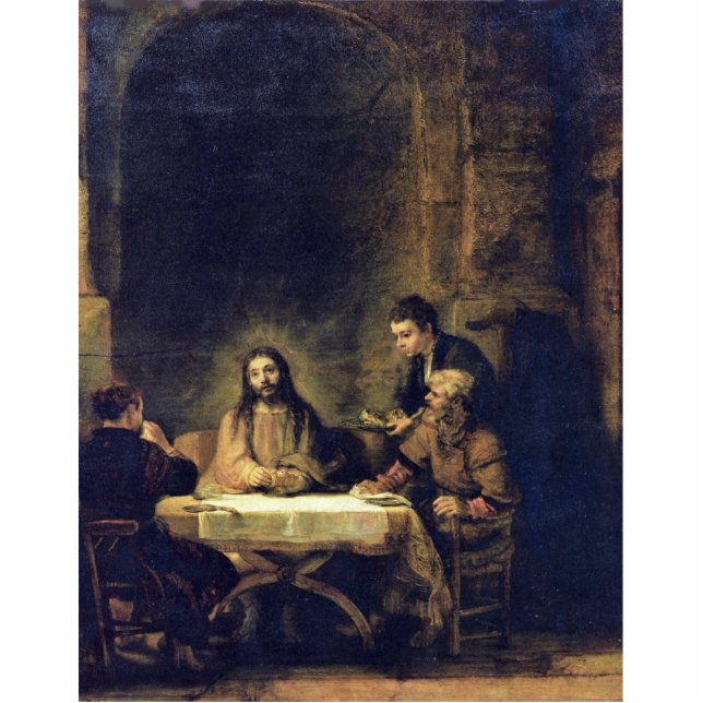 Christus bij Emmaus door Rembrandt Harmensz. Van R Staand Fotobeeldje (Voorkant)