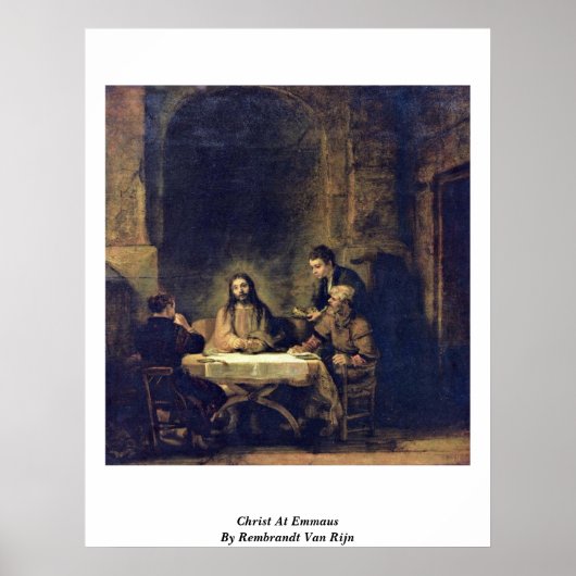 Christus bij Emmaus door Rembrandt van Rijn Poster (Voorkant)