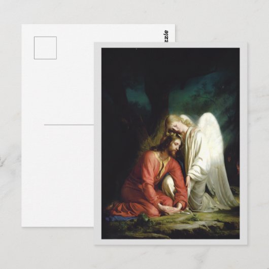 Christus bij Gethsemane, Religieus Briefkaart (Voorkant / Achterkant)