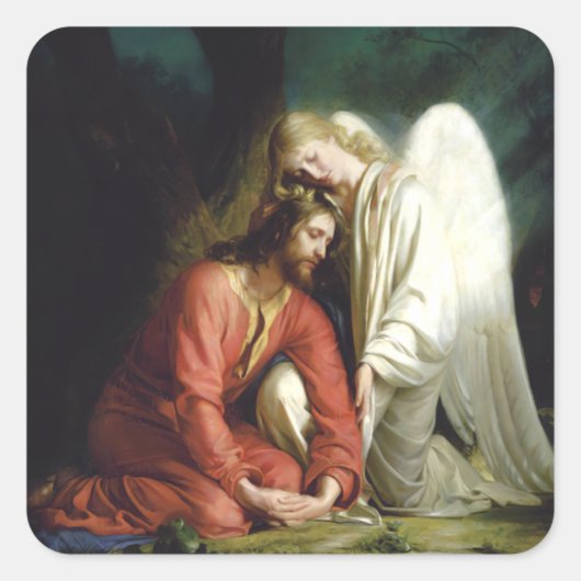 Christus bij Gethsemane, Vierkante Sticker (Voorkant)