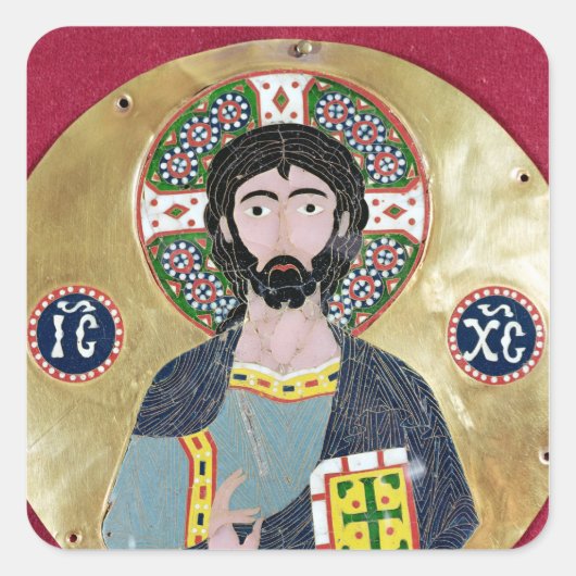 Christus Blessing, 10e-11e eeuw Vierkante Sticker (Voorkant)