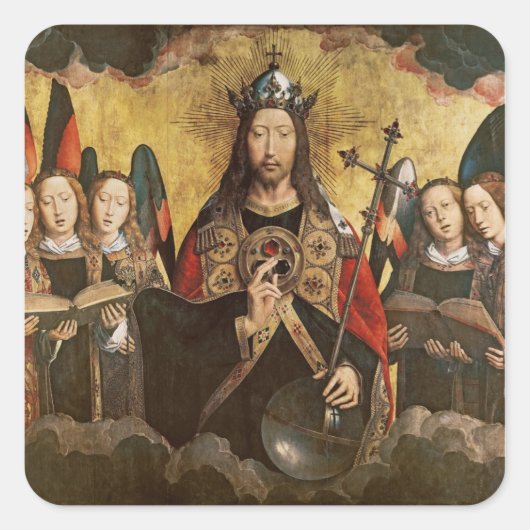 Christus Blessing, centraal paneel van een driehoe Vierkante Sticker (Voorkant)