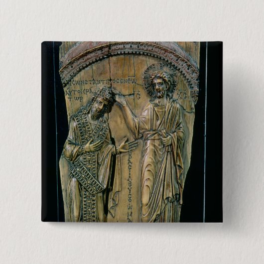 Christus Crowning the Emperor Constantine VII Vierkante Button 5,1 Cm (Voorkant)