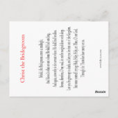 Christus de Bridegroom-gebedskaart Briefkaart (Achterkant)
