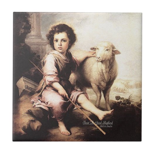 Christus De Goede Shepherd Tegeltje (Voorkant)