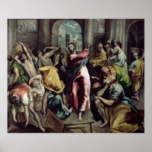 Christus De Handelaars besturen uit de tempel Poster