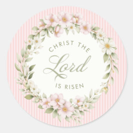 Christus de Heer is Opgewekt | Lente Bloemen Ronde Sticker