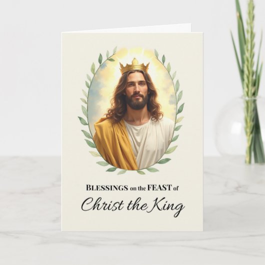 Christus de Koning Feestdag Zegeningen Bladerige K Kaart (Voorkant)