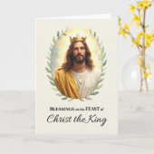 Christus de Koning Feestdag Zegeningen Bladerige K Kaart (Gele Bloem)