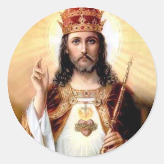 Christus de koning ronde sticker (Voorkant)