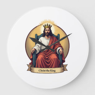 Christus de Koning Vintage Gravure Christelijk T-s Grote Klok