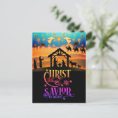 "Christus de Redder is Geboren" Kerstmis Kerstfees Feestdagenkaart (Staand voorkant)