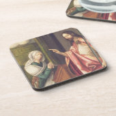 Christus de Redeemer zeggende een vrouw (paneel) Bier Onderzetter (Linkerzijde)