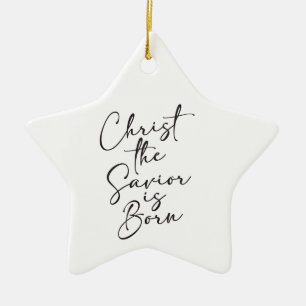 Christus de Savior is Born Silent Night Religious  Keramisch Ornament