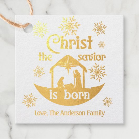 Christus De Savior is Christelijk Nativiteitsgoud  Bedankjes Labels (Voorkant)