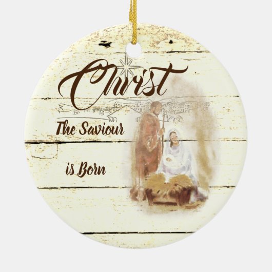 Christus de Savior is geboren Keramisch Ornament (Achterkant)