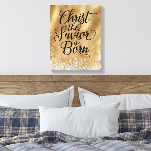 Christus de Savior is met Kerstmis geboren Canvas Afdruk (Insitu (Slaapkamer))