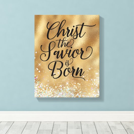 Christus de Savior is met Kerstmis geboren Canvas Afdruk (Insitu (Houten vloer))