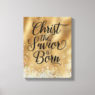 Christus de Savior is met Kerstmis geboren Canvas Afdruk