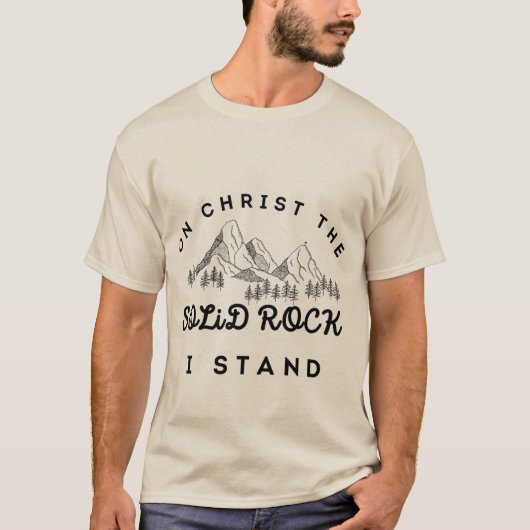 Christus de vaste rots waarop ik sta t-shirt (Voorkant)