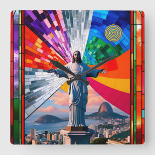 Christus de Verlosser in het Mozaïek Vierkante Klok