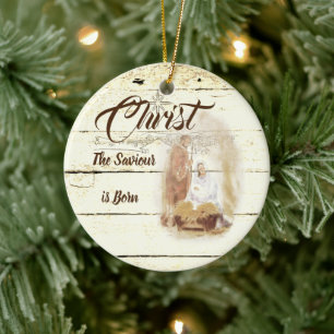 Christus de Verlosser is geboren Keramisch Ornament