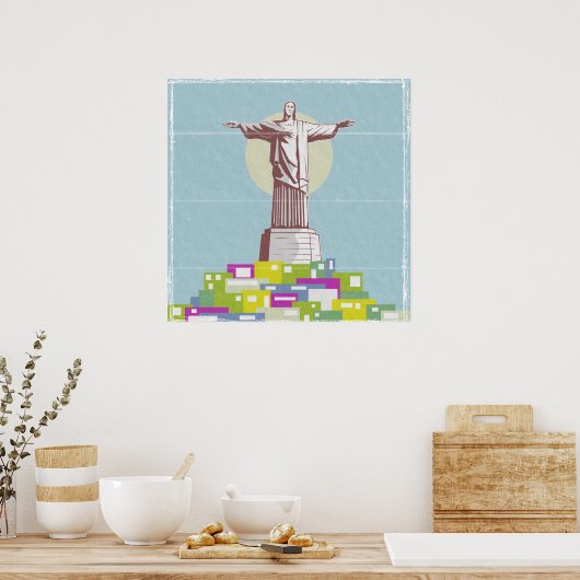 Christus de Verlosser Reisposter Favela Poster (Keuken)