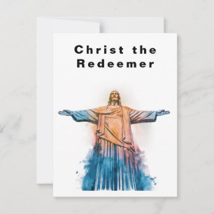 Christus de Verlosser Rio de Janeiro Aquarel Briefkaart