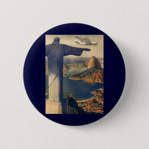 Christus de Verlosser-standbeeld, Rio De Janeiro,  Ronde Button 5,7 Cm