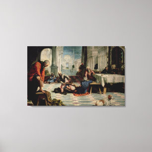 Christus De voeten van de Disciples wassen 2 Canvas Afdruk