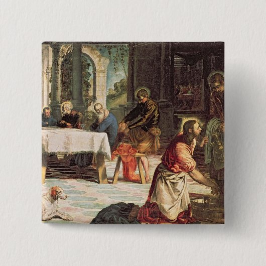 Christus De voeten van de Disciples wassen 2 Vierkante Button 5,1 Cm (Voorkant)