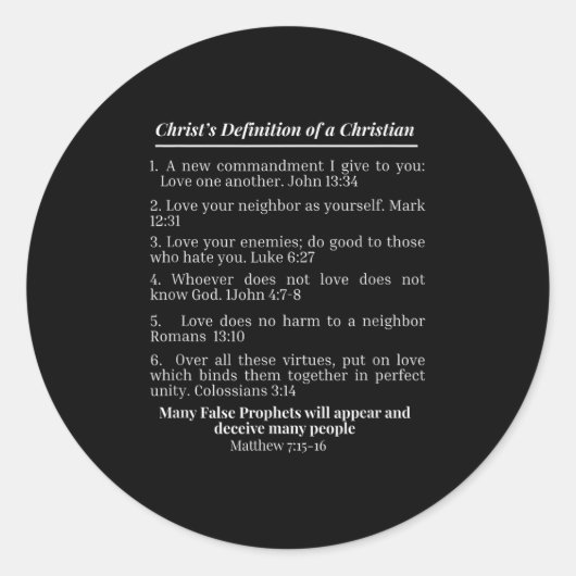 Christus' definitie van een christelijke Bijbelver Ronde Sticker (Voorkant)