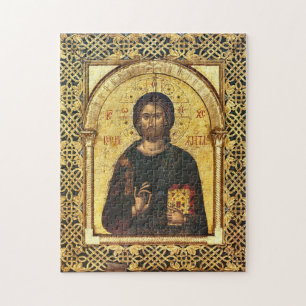 Christus die de evangeliën vasthoudt Latticework G Legpuzzel