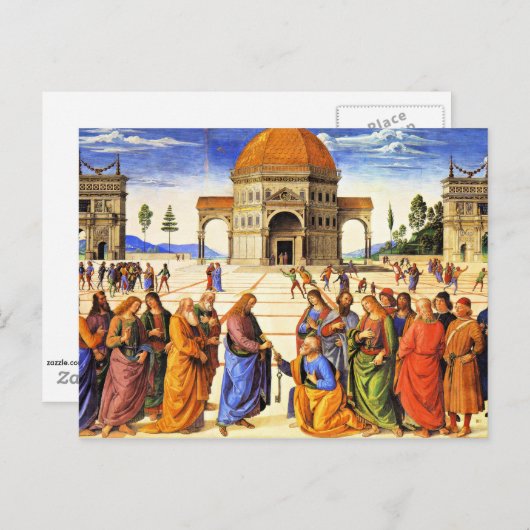 Christus die de Keys aan St. Peter geeft, mooie ku Briefkaart (Voorkant / Achterkant)