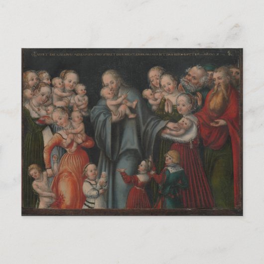 Christus die de kinderen verstikt briefkaart (Voorkant)