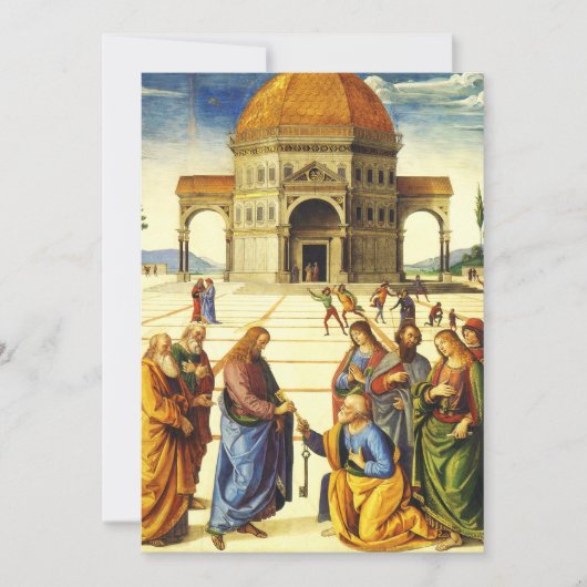 Christus die de sleutels geeft aan de heilige Petr Feestdagenkaart (Voorkant)