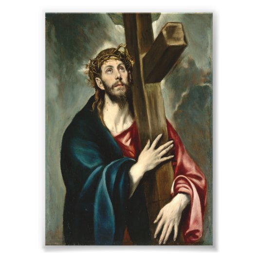 Christus die het kruis draagt, El Greco Foto Afdruk (Voorkant)