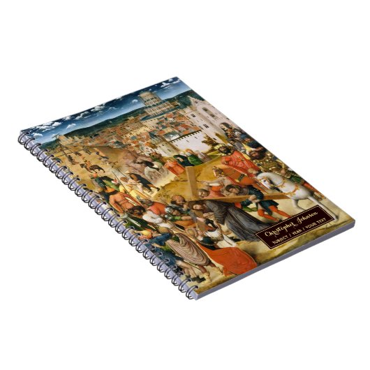 Christus die het Kruis Draagt Kunst Gouden Monogra Notitieboek (Rechterzijde)
