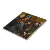 Christus die het Kruis draagt, met de Kroonfixatie Tegeltje (Zijkant)