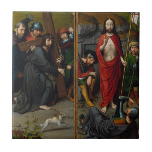 Christus die het kruis draagt tegeltje