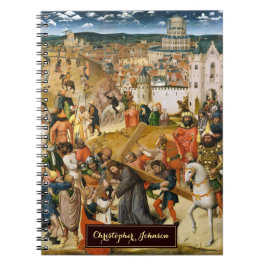 Christus die het Kruis Draagt Vintage Kunst Gouden Notitieboek