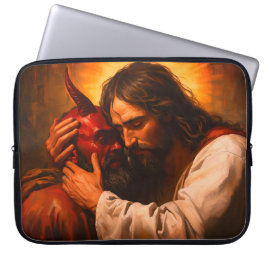 Christus die Lucifer omhelst Laptop Sleeve