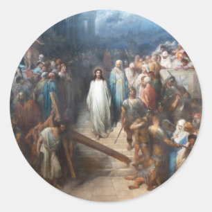Christus die Praetorium verlaat Ronde Sticker