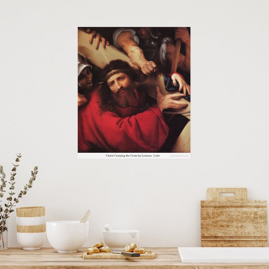 Christus Draag het kruis door Lorenzo Lotto Poster (Keuken)
