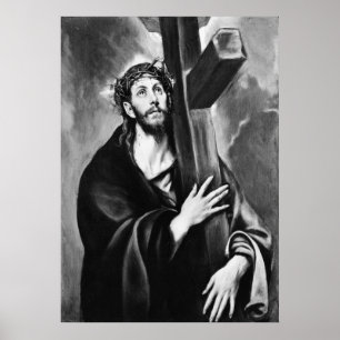 Christus Draag het Kruis (zwart-wit) Poster
