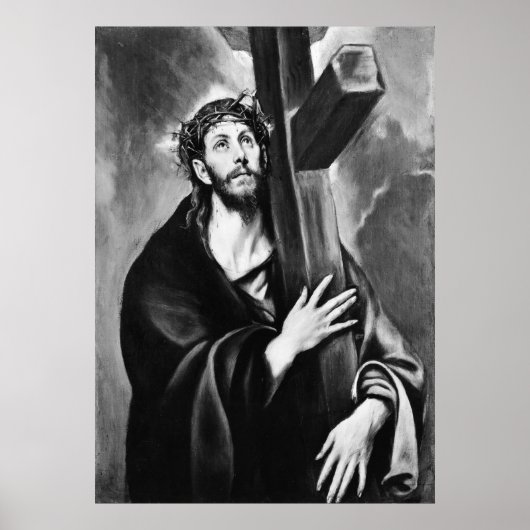 Christus Draag het Kruis (zwart-wit) Poster (Voorkant)