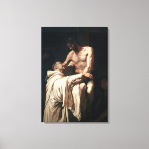 Christus Embracing St. Bernard Canvas Afdruk