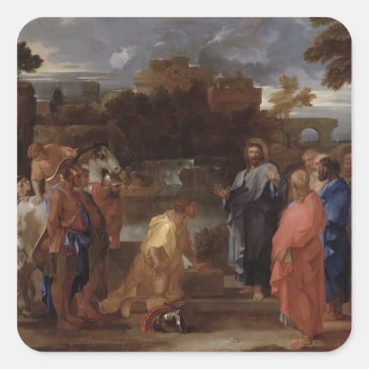 Christus en de Centurion Vierkante Sticker (Voorkant)