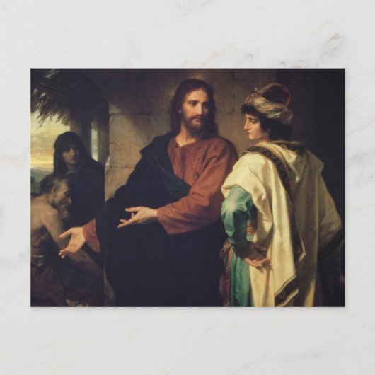 Christus en de jonge Rich Ruler van Carl Bloch Pos Briefkaart (Voorkant)